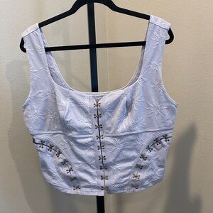 Free People pale blue Embroidered Tank Top